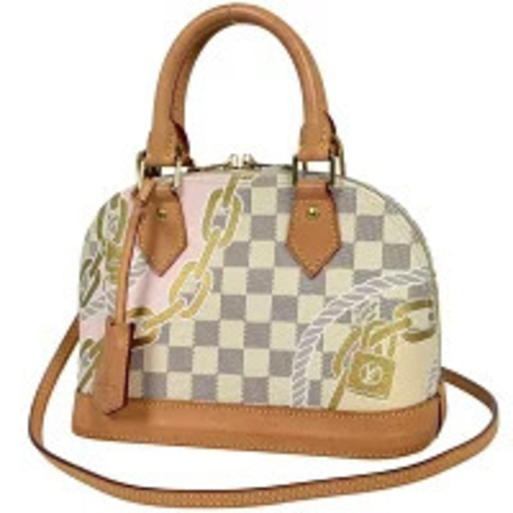 Louis Vuitton Alma Shoulder Bag Nautical Collection Handbag Damier Azur White